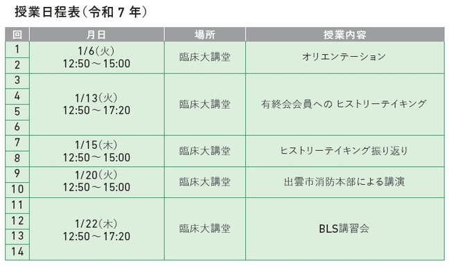 授業日程Ⅱ(令和7年度)